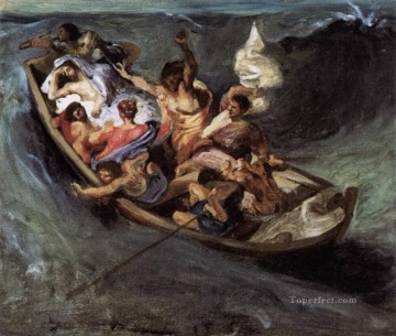  BOSQUE Arte - Cristo en el lago de Gennezaret boceto romántico Eugene Delacroix